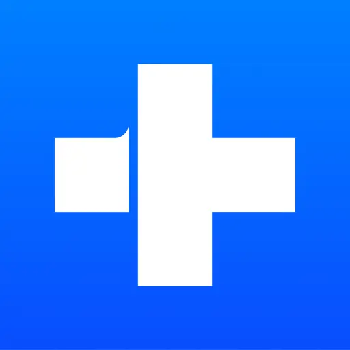 Logotipo do Wondershare Dr.Fone Toolkit com ícone quadrado azul e símbolo de cruz branca em estilo médico.