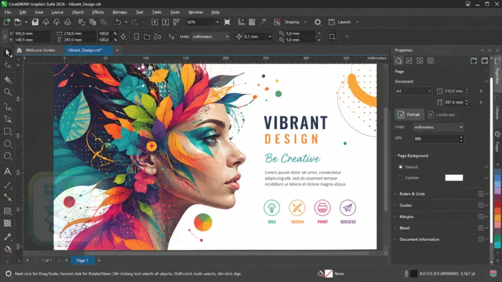 CorelDRAW Graphics Suite 2026 Versão Completa Interface Screenshot image