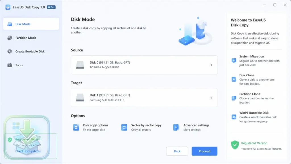 EaseUS Disk Copy Versão Completa Screenshot