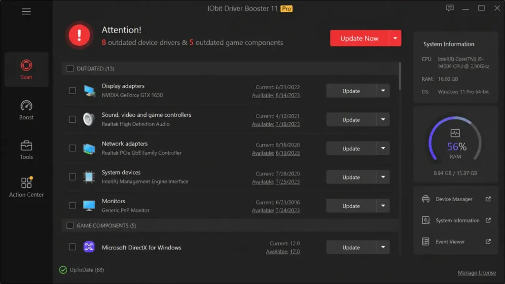 IObit Driver Booster Pro Versão Completa interface screenshot